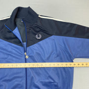 Vintage Black and Blue Fred Perry Track Jacket Men's Large