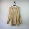 Beige Cable Knit Cardigan Sweater Women's Large