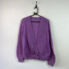 Purple Mohair Knitwear Cardigan Sweater Women's Large