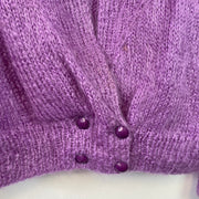 Purple Mohair Knitwear Cardigan Sweater Women's Large