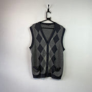 Grey Cardigan Vest Jumper Men's Medium