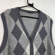 Grey Cardigan Vest Jumper Men's Medium