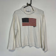 Vintage White USA Flag Knit Sweater Women's Large
