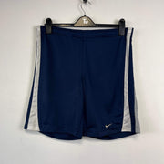 00s Y2K Navy and White Nike Sport Shorts Women's Medium