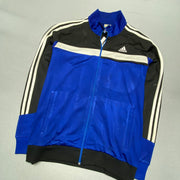 00s Black and Blue Adidas Track Jacket Men's Large