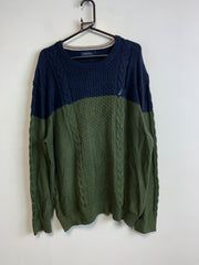 Navy and Green Nautica Knitwear Sweater Men's XXL