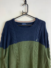 Navy and Green Nautica Knitwear Sweater Men's XXL