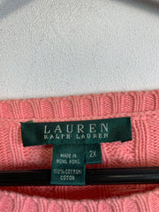 Pink Ralph Lauren Cable Knit Sweater Women's XXL