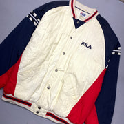 Cream Navy Red Fila Jacket Men's XXL