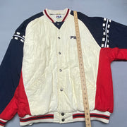 Cream Navy Red Fila Jacket Men's XXL