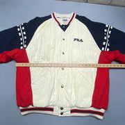 Cream Navy Red Fila Jacket Men's XXL