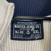 Grey Nautica Quarter Zip Knit Jumper Sweater 2XL