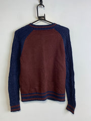 Burgundy and Navy Tommy Hilfiger Sweater Women's Small