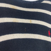 Vintage 90s Navy White Striped Polo Ralph Lauren Sweater Knit Jumper XL