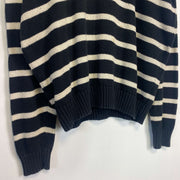 Vintage 90s Navy White Striped Polo Ralph Lauren Sweater Knit Jumper XL