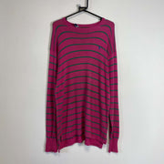 Pink Striped Heavy Polo Ralph Lauren Knit Sweater Jumper XL