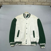 Vintage 90s White and Green Fruit of the Loom Varsity Jacket Men's Large