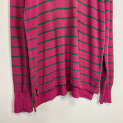 Pink Striped Heavy Polo Ralph Lauren Knit Sweater Jumper XL