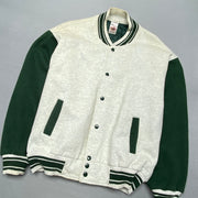 Vintage 90s White and Green Fruit of the Loom Varsity Jacket Men's Large