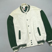 Vintage 90s White and Green Fruit of the Loom Varsity Jacket Men's Large