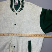 Vintage 90s White and Green Fruit of the Loom Varsity Jacket Men's Large