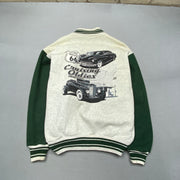 Vintage 90s White and Green Fruit of the Loom Varsity Jacket Men's Large