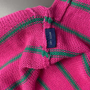 Pink Striped Heavy Polo Ralph Lauren Knit Sweater Jumper XL