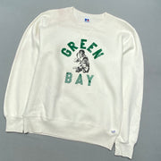 Vintage 90s White Grey Bay Russell Athletic Sweatshirt Men's Small