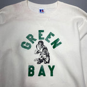 Vintage 90s White Grey Bay Russell Athletic Sweatshirt Men's Small