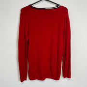 Red Tommy Hilfiger V-Neck Knitwear Sweater Womens Medium