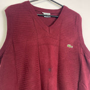 Red Lacoste Knit Jumper Sweater Vest 2XL