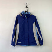 Blue and White Columbia Raincoat Women's Medium