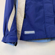 Blue and White Columbia Raincoat Women's Medium