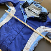 Blue and White Columbia Raincoat Women's Medium