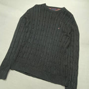 Black Tommy Hilfiger Cable Knit Sweater Men's Large