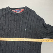 Black Tommy Hilfiger Cable Knit Sweater Men's Large