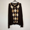Brown Argyle Tommy Hilfiger Knitwear Sweater Mens XL
