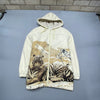 White Tiger Print Fleece Jacket Men's Small