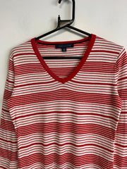 Red and White Tommy Hilfiger Jumper Women's XS