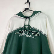 Green and White NFL Jets Football Hoodie Men's XXL