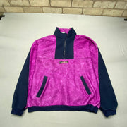 Vintage Navy and Pink Fleece Men's Large