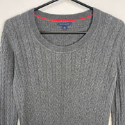 Grey Tommy Hilfiger Cable Knit Sweater Womens Small