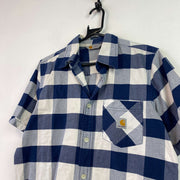 Navy and White Carhartt Checked Outer Shirt Men's Medium