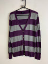 Purple and Grey Tommy Hilfiger Cardigan jumper Women's Medium