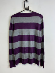 Purple and Grey Tommy Hilfiger Cardigan jumper Women's Medium