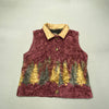 Red and Brown Fleece Vest Women's Large