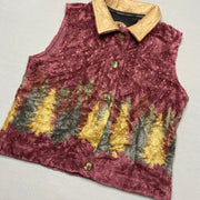 Red and Brown Fleece Vest Women's Large