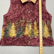 Red and Brown Fleece Vest Women's Large