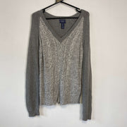 Grey Chaps V-Neck Knitwear Sweater Womens Medium