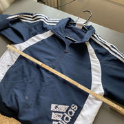 Navy and White Adidas Windbreaker Men's Small